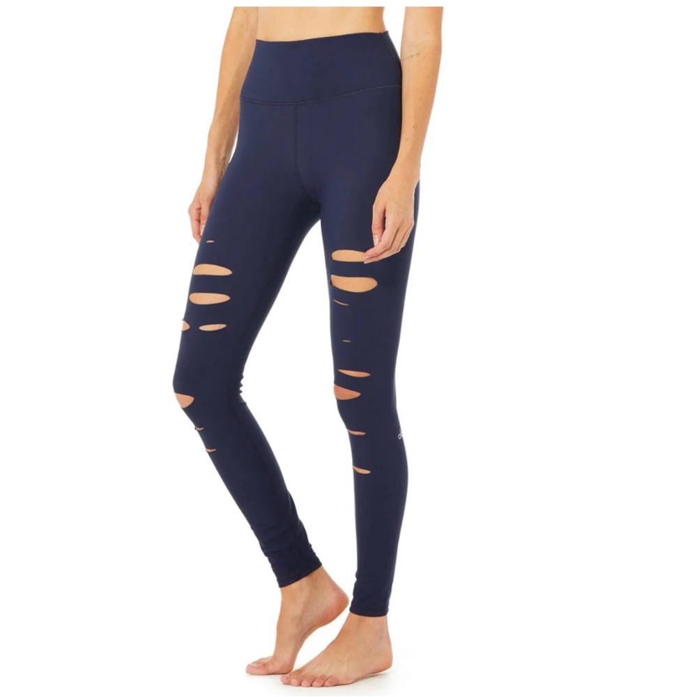 ALO Yoga Warrior Leggings Blue small s Ripped